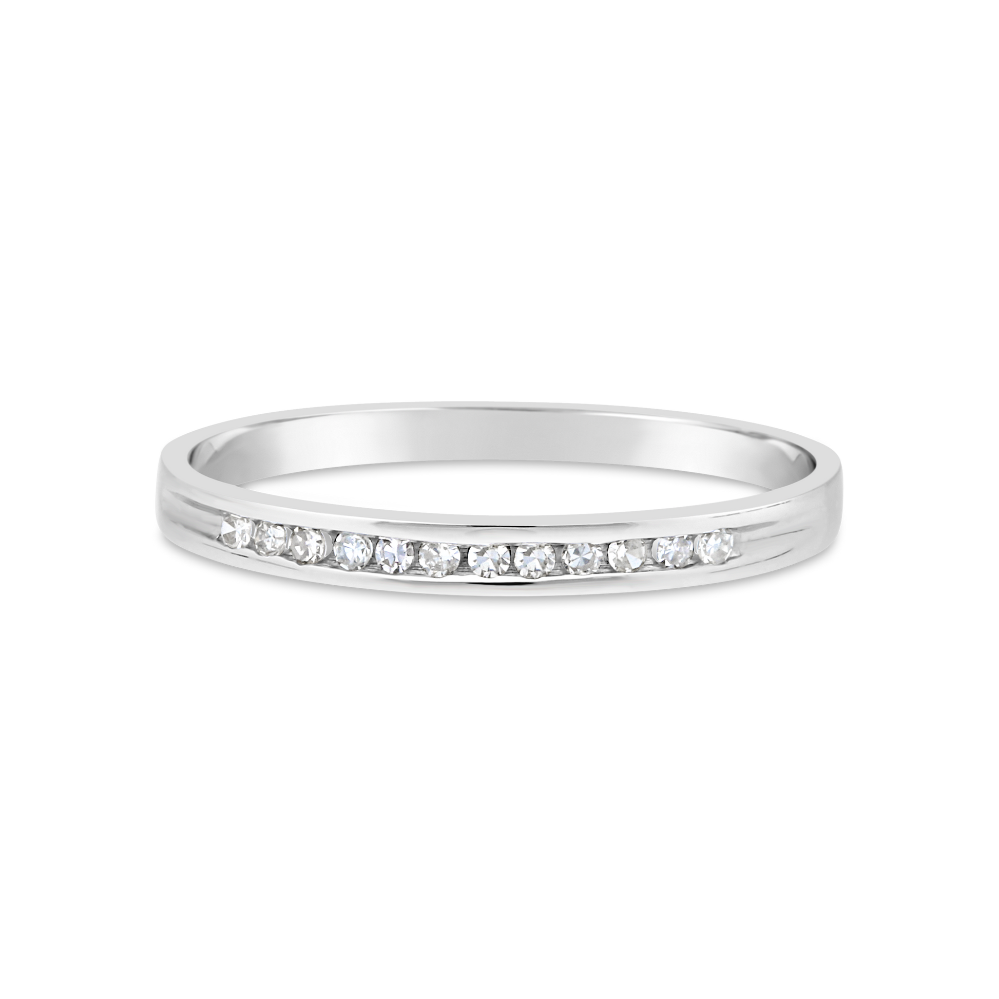 9ct White Gold Channel Set Diamond band