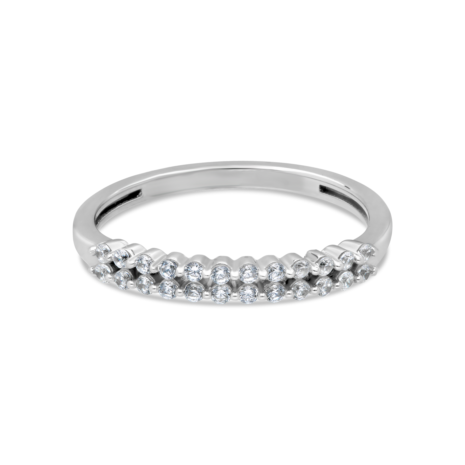 9ct White Gold Double Row Diamond Eternity Ring