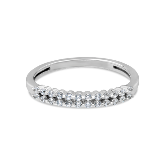 9ct White Gold Double Row Diamond Eternity Ring