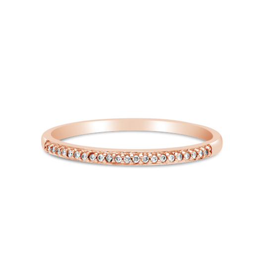 9ct Rose Gold Fine Claw/Pave Diamond band