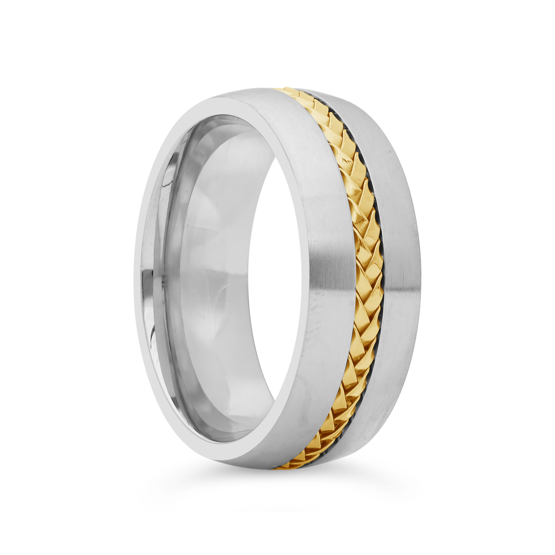 TSAR Stainless Steel & IP Gold Plated Braided Inlay 8mm Band Size T