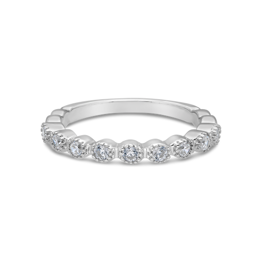 18ct White Gold Milgrain Diamond Band