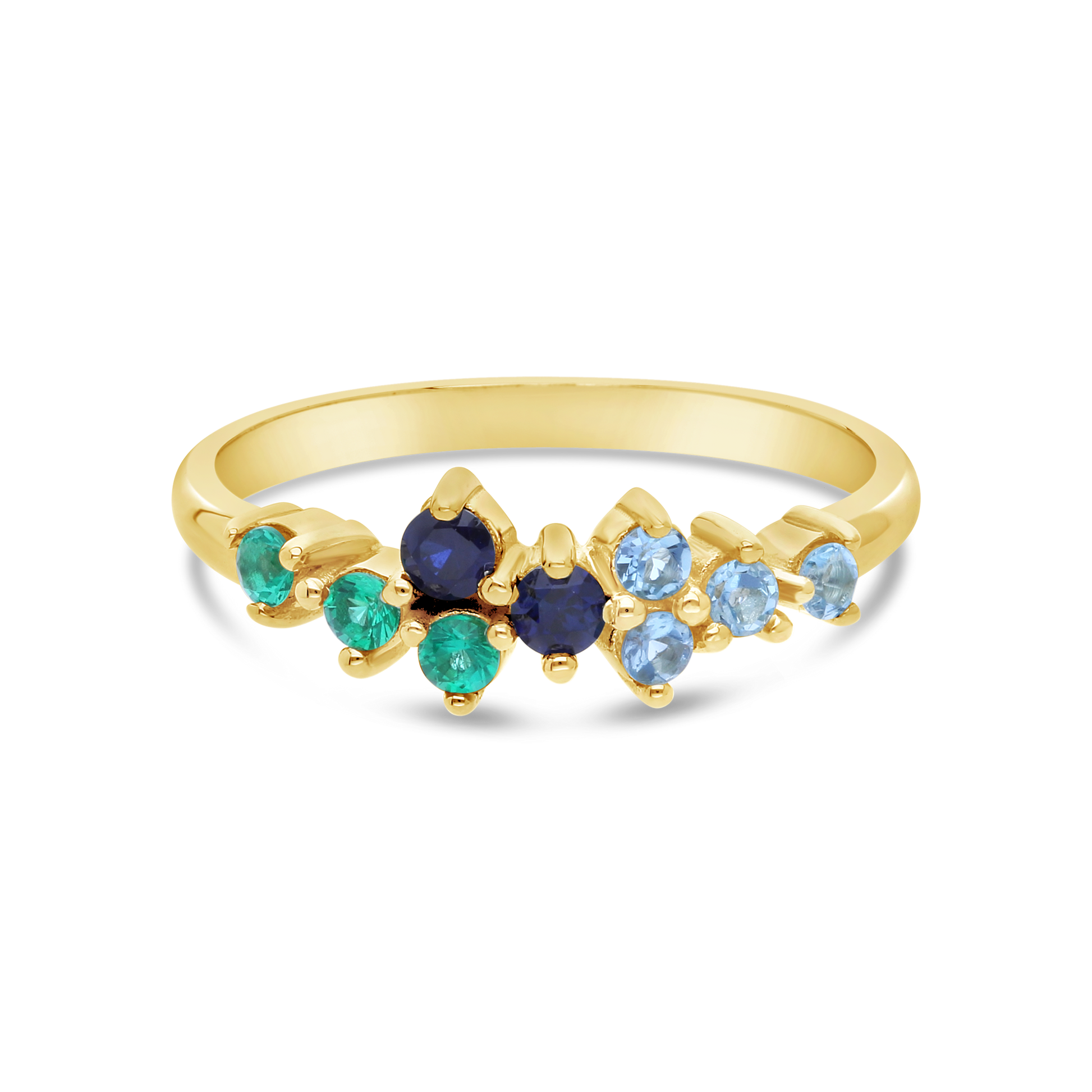 9ct Gold Multi Sea Colour Gemstone Dress Ring