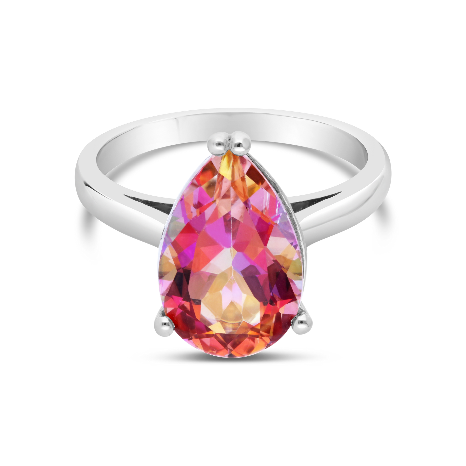 Silver Pear Shape Mystic Topaz Dress Ring