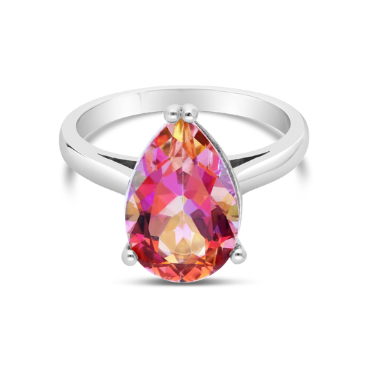 Silver Pear Shape Mystic Topaz Dress Ring