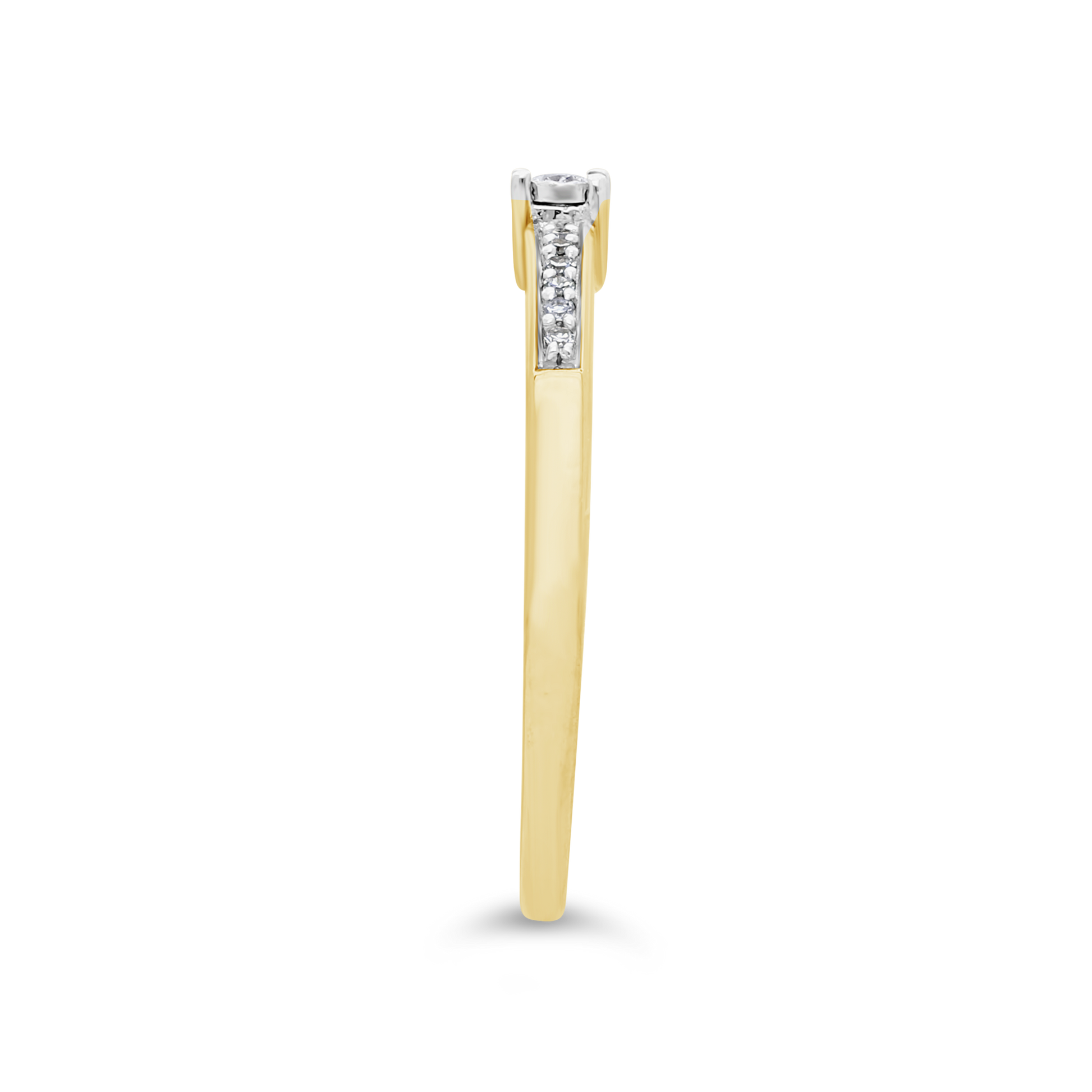 9ct Gold Solitaire & Channel Set Diamond Fancy Dress Ring