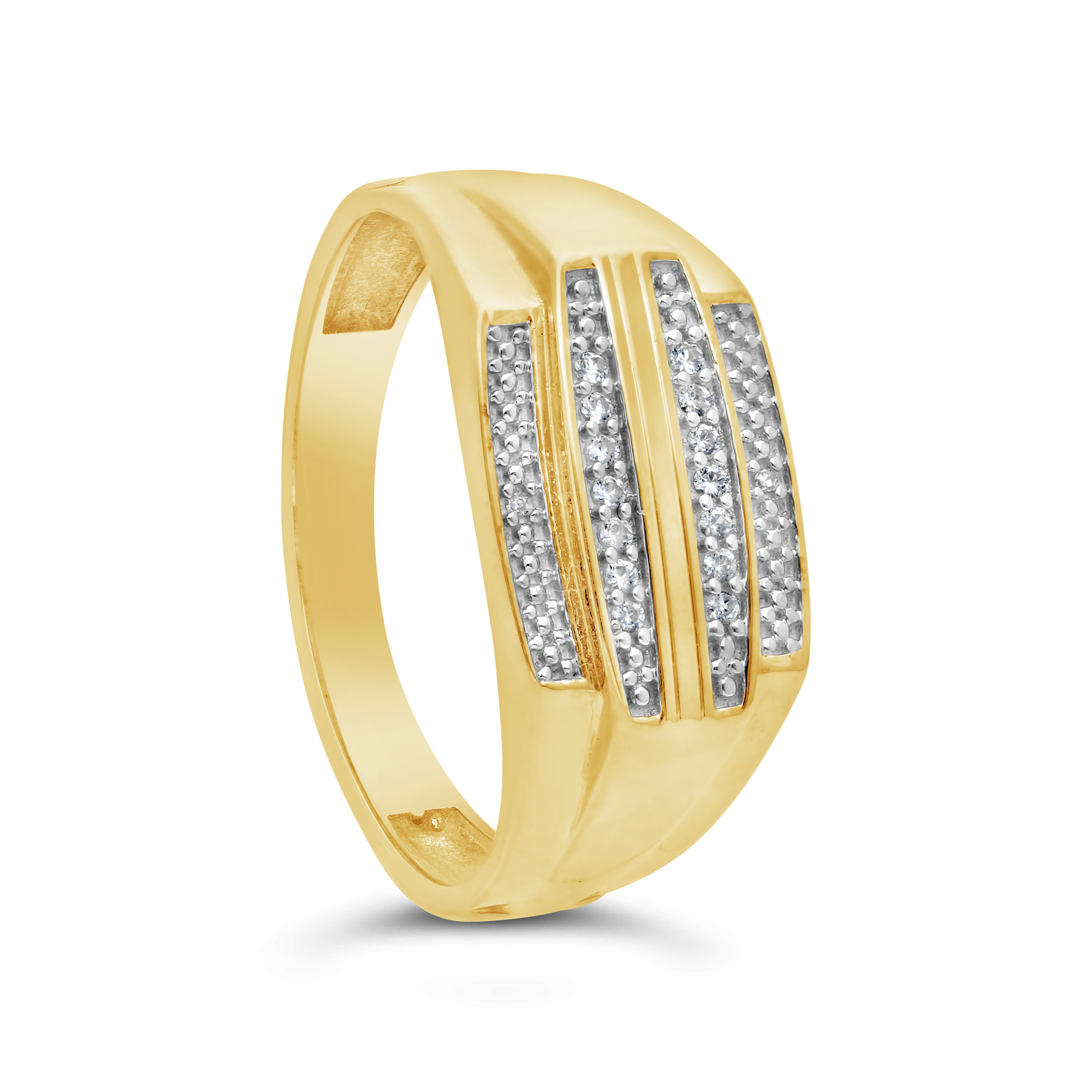 9ct Gold Diamond and Created White Sapphire Gents Wedding band