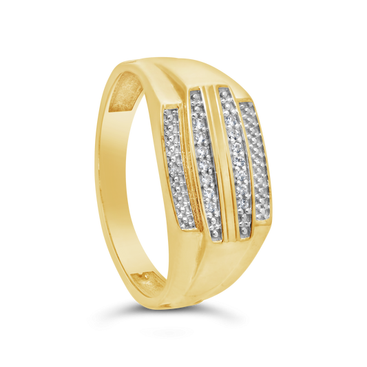 9ct Gold Diamond and Created White Sapphire Gents Wedding band