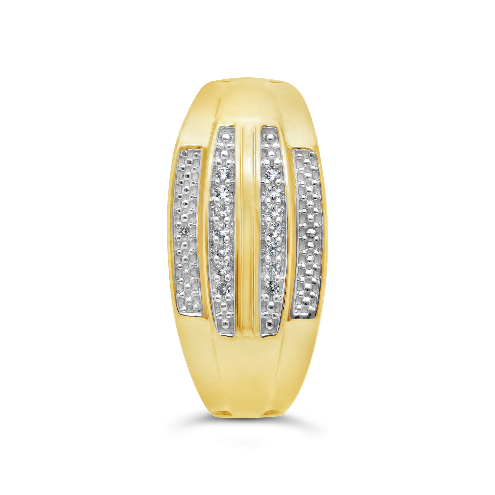 9ct Gold Diamond and Created White Sapphire Gents Wedding band