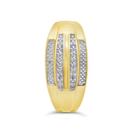 9ct Gold Diamond and Created White Sapphire Gents Wedding band