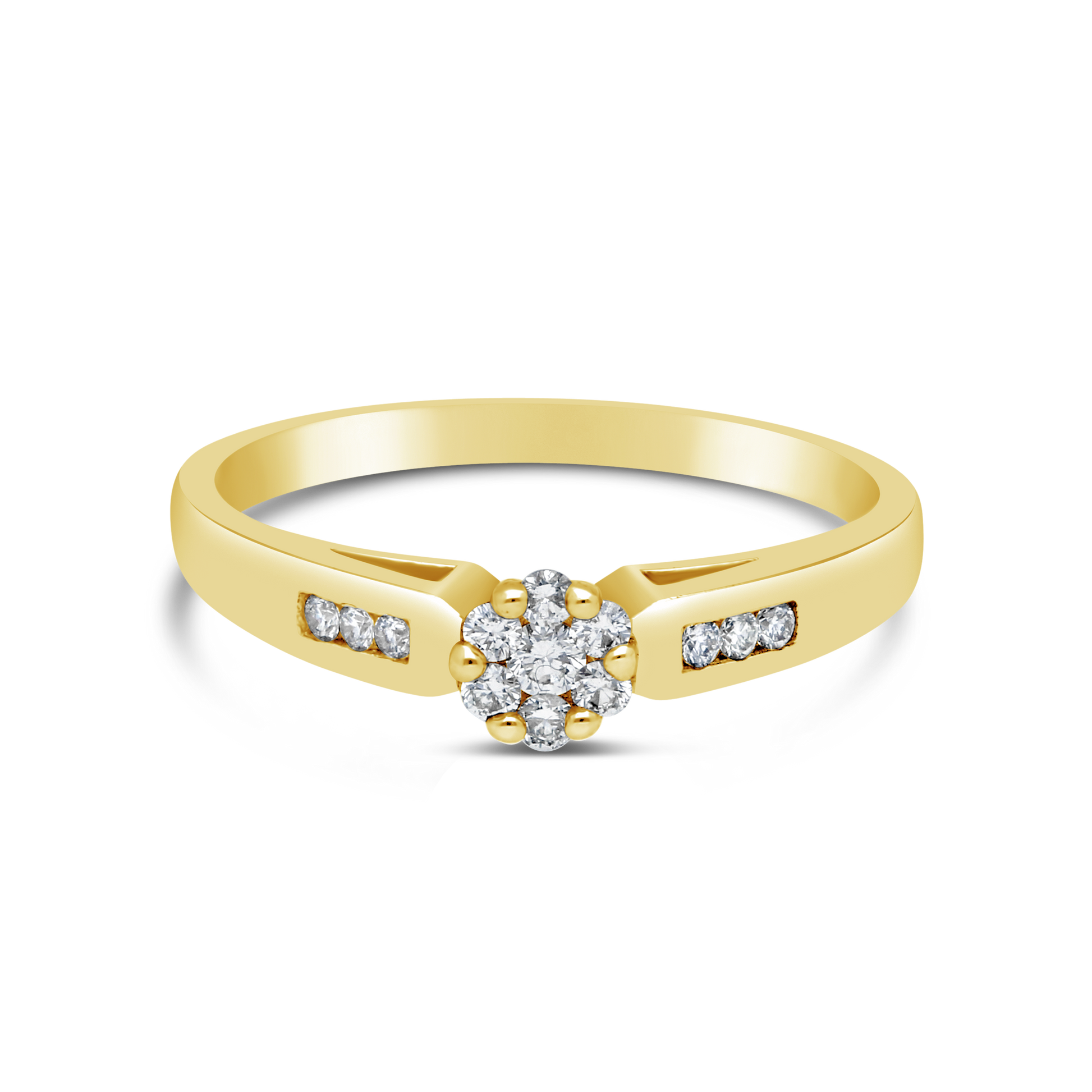 9ct Gold Diamond Cluster and Channel Set Ring