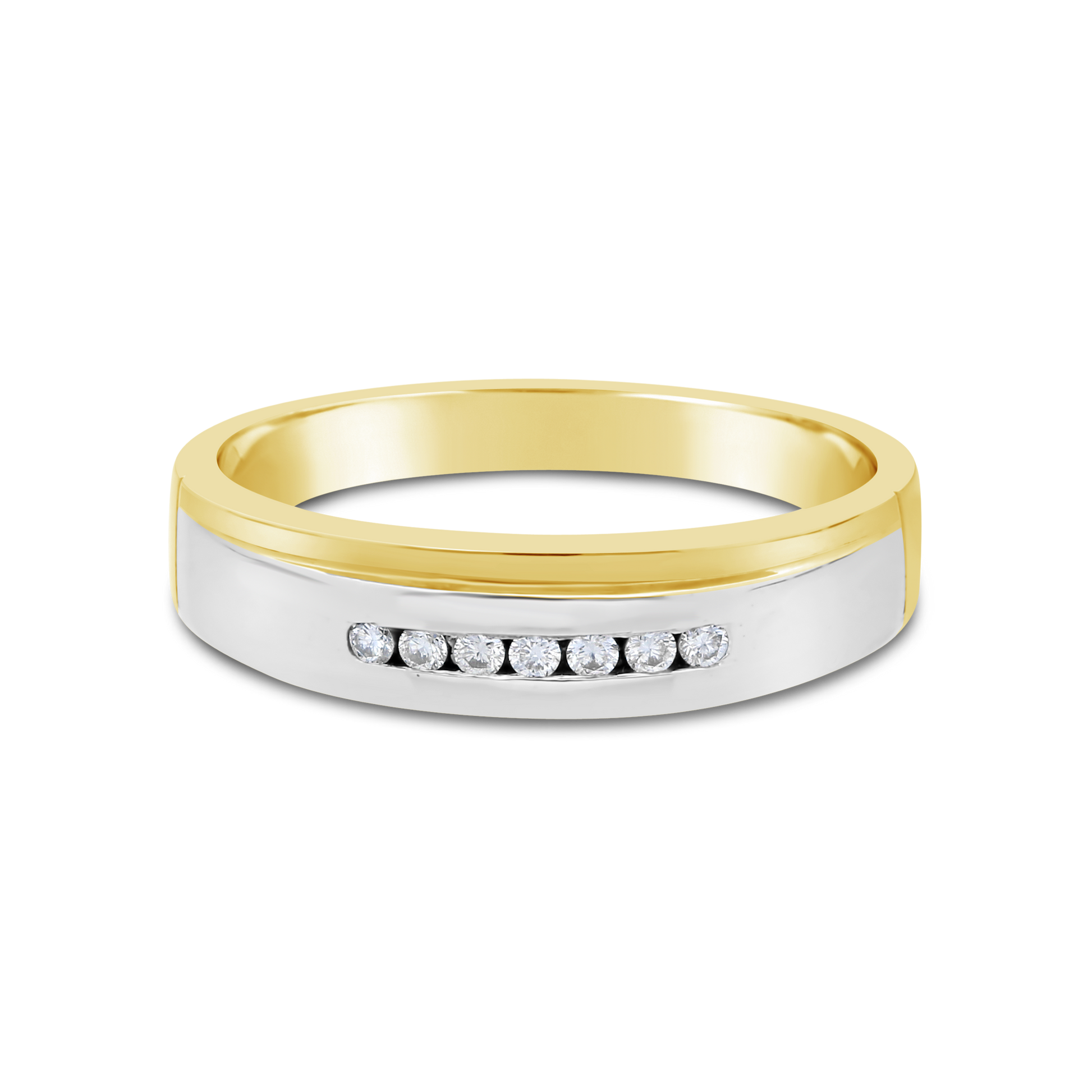 9ct Gold Two Tone Gents Diamond Ring