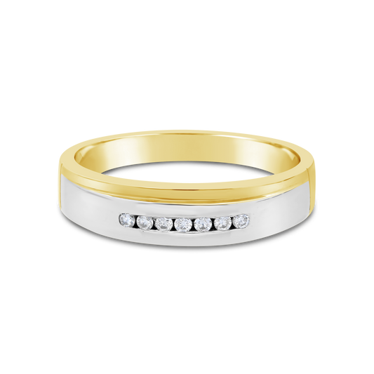 9ct Gold Two Tone Gents Diamond Ring