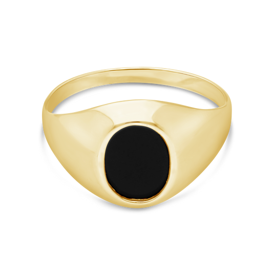 9ct Gold Large Oval Onyx Signet Gents Ring