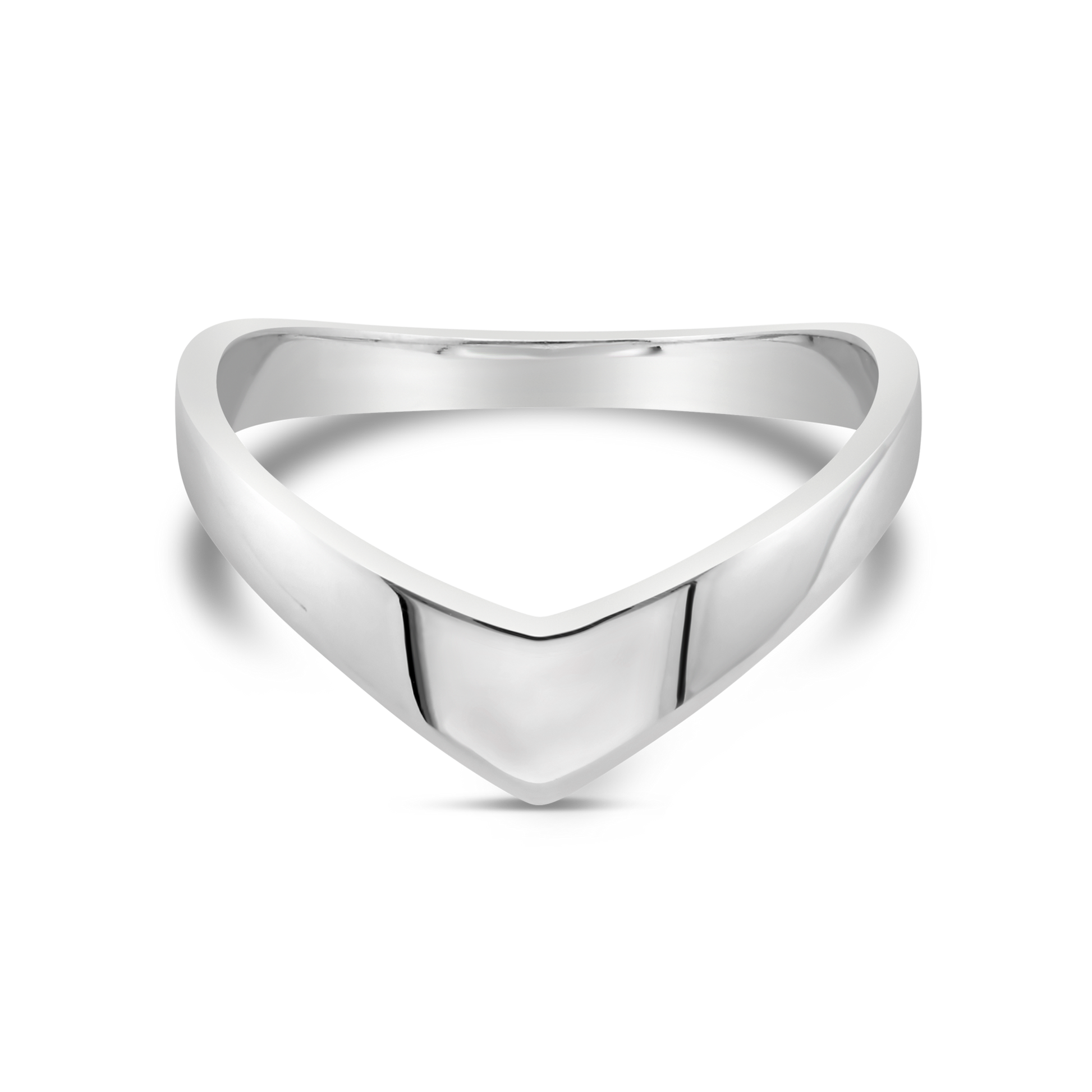 Silver Ladies Plain Flat Slight Curve Design Dress Ring