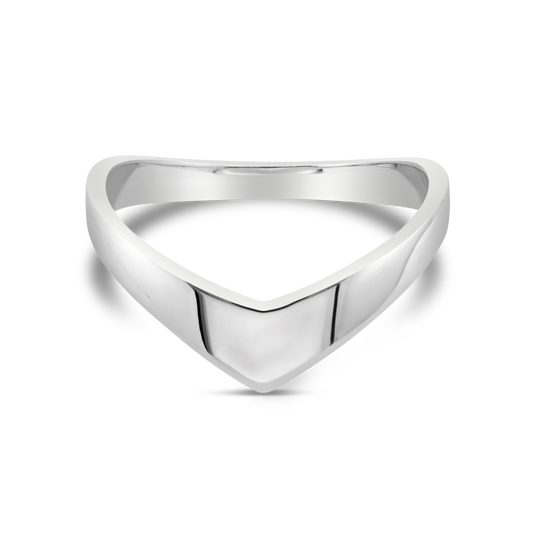 Silver Ladies Plain Flat Slight Curve Design Dress Ring