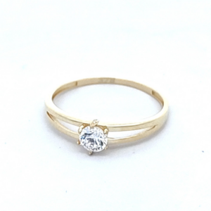 9ct Gold Split Band 6 Claw Cubic Zirconia Dress Ring