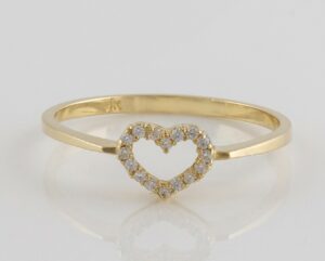 9ct Gold Open Design Cubic Zirconia Heart Dress Ring