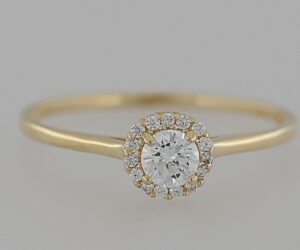 9ct Gold Round Halo Cubic Zirconia Ring