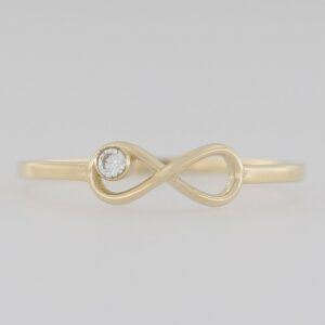 9ct Gold Plain Infinity With Single Tube Set Cubic Zirconia Ring