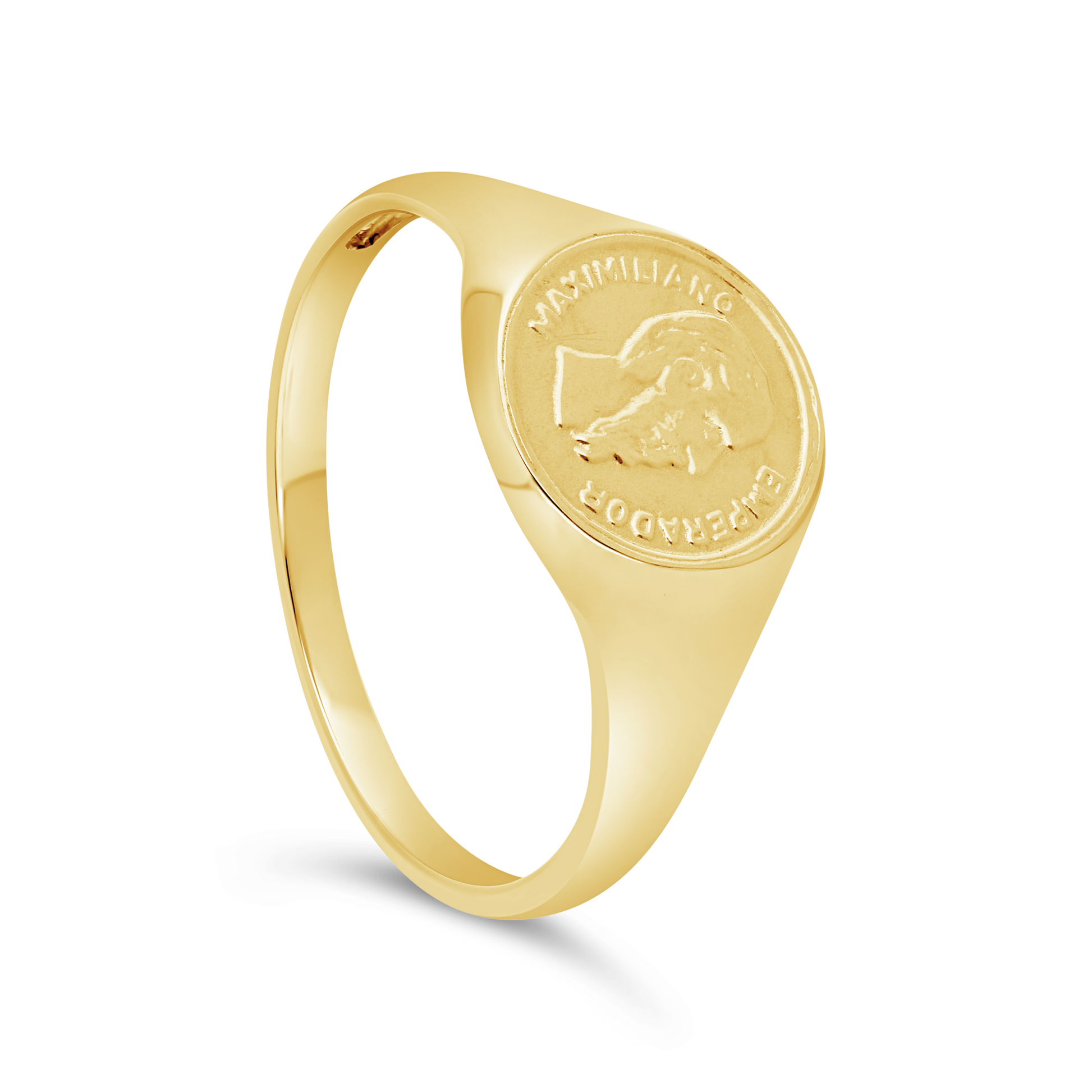 9ct Gold Round Gents Pesos Coin Ring