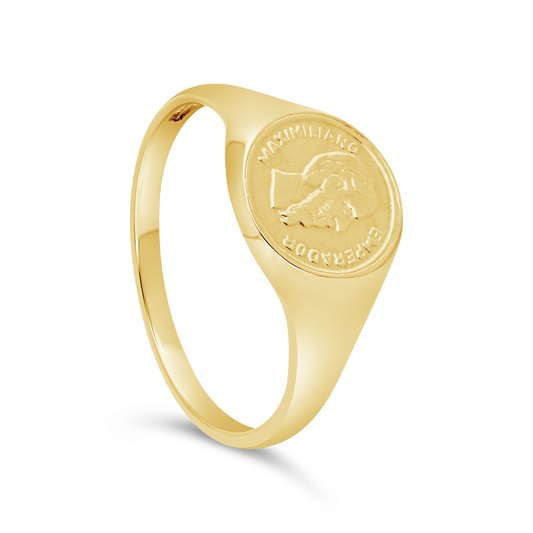 9ct Gold Round Gents Pesos Coin Ring