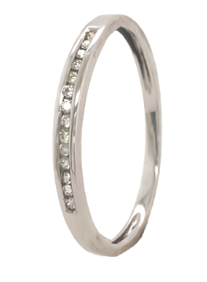 9ct White Gold Channel Set Diamond Band