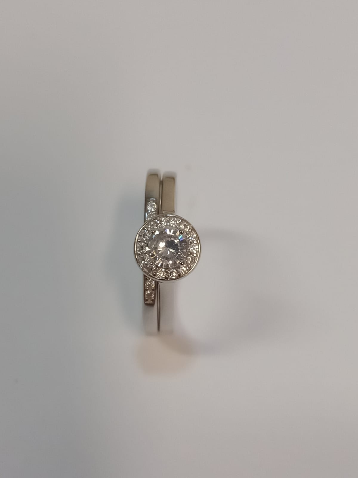 Silver Round Cubic Zirconia Cluster Twin Set Ring