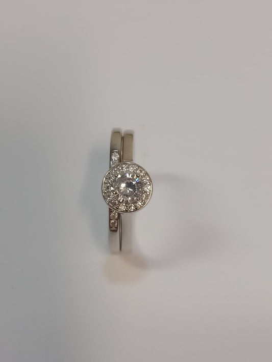 Silver Round Cubic Zirconia Cluster Twin Set Ring