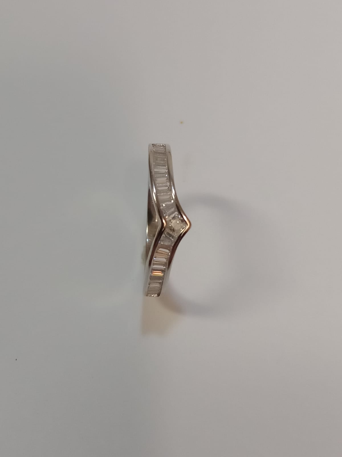 Silver Baguette Cubic Zirconia Wishbone Ring
