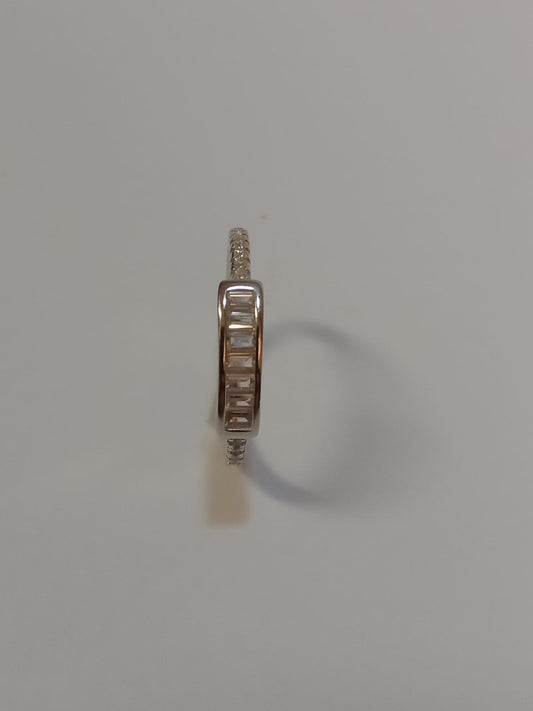 Silver Baguette & Round Cubic Zirconia Ring