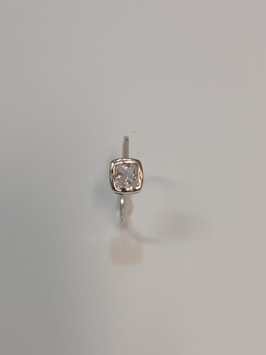 Silver Square Tube Set Cubic Zirconia Ring