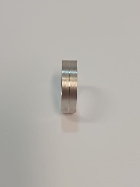 Silver Gents Brushed Design  Band With Center Silver Inlay
