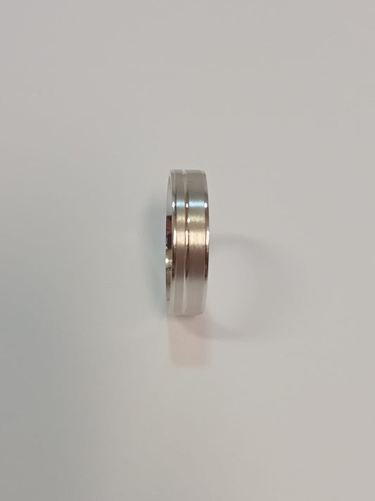 Silver Gents Brushed Design Fancy Band With Silver Inlay