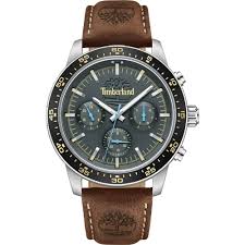 Timberland Gents Chrono Brown Leather Strap Round Grey Dial