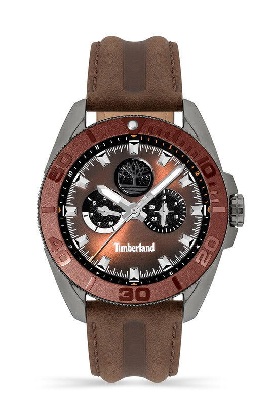 Timberland Gents Chrono Brown Leather Black IP Case Brown Dial & Date