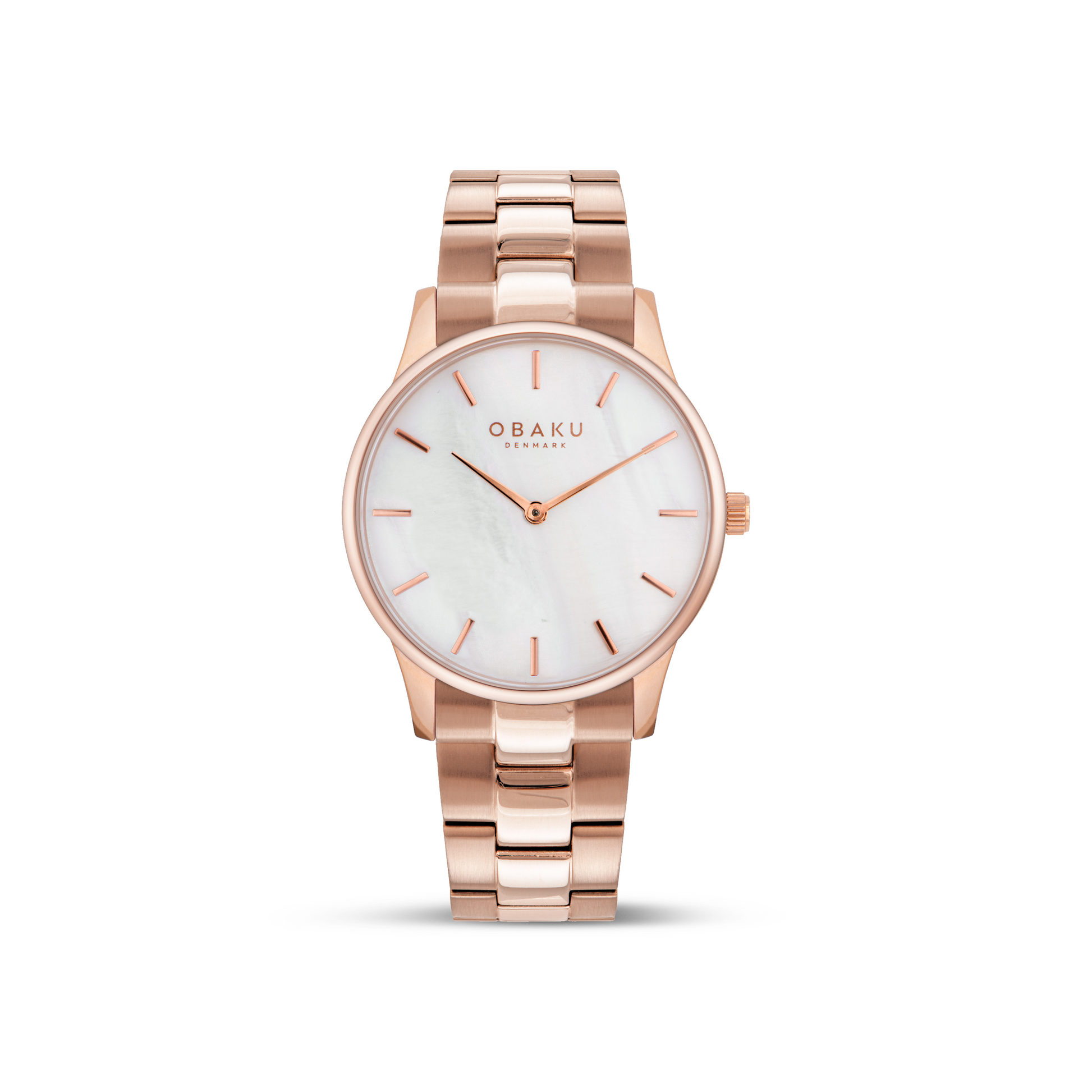 Obaku Ladies Rose Gold Bracelet Round MOP Dial