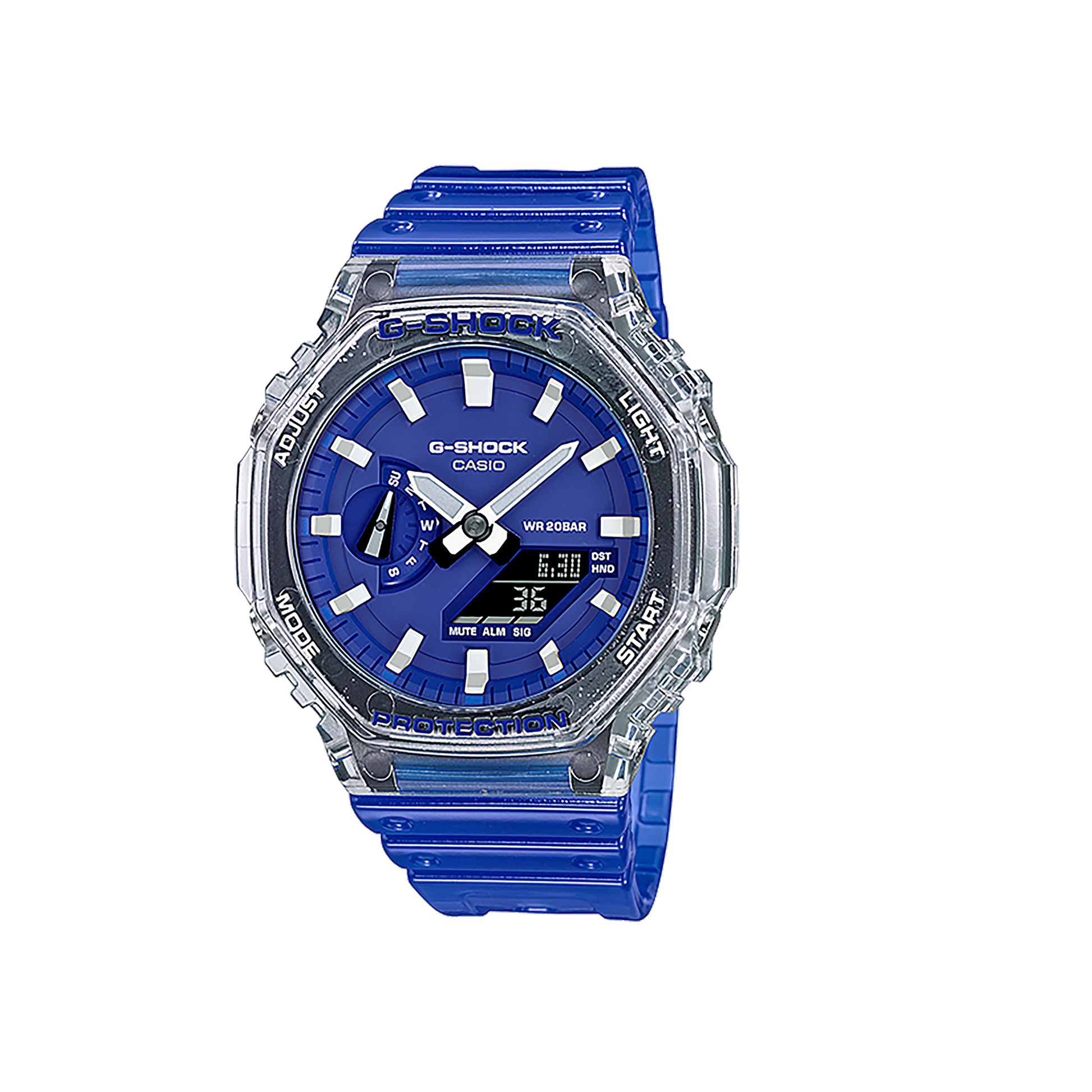 Casio Unisex G-Shock Anadigi Blue Resin Round Blue Dial