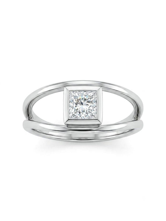 9ct White Gold Open Design Princess Cut Diamond Millennium Ring
