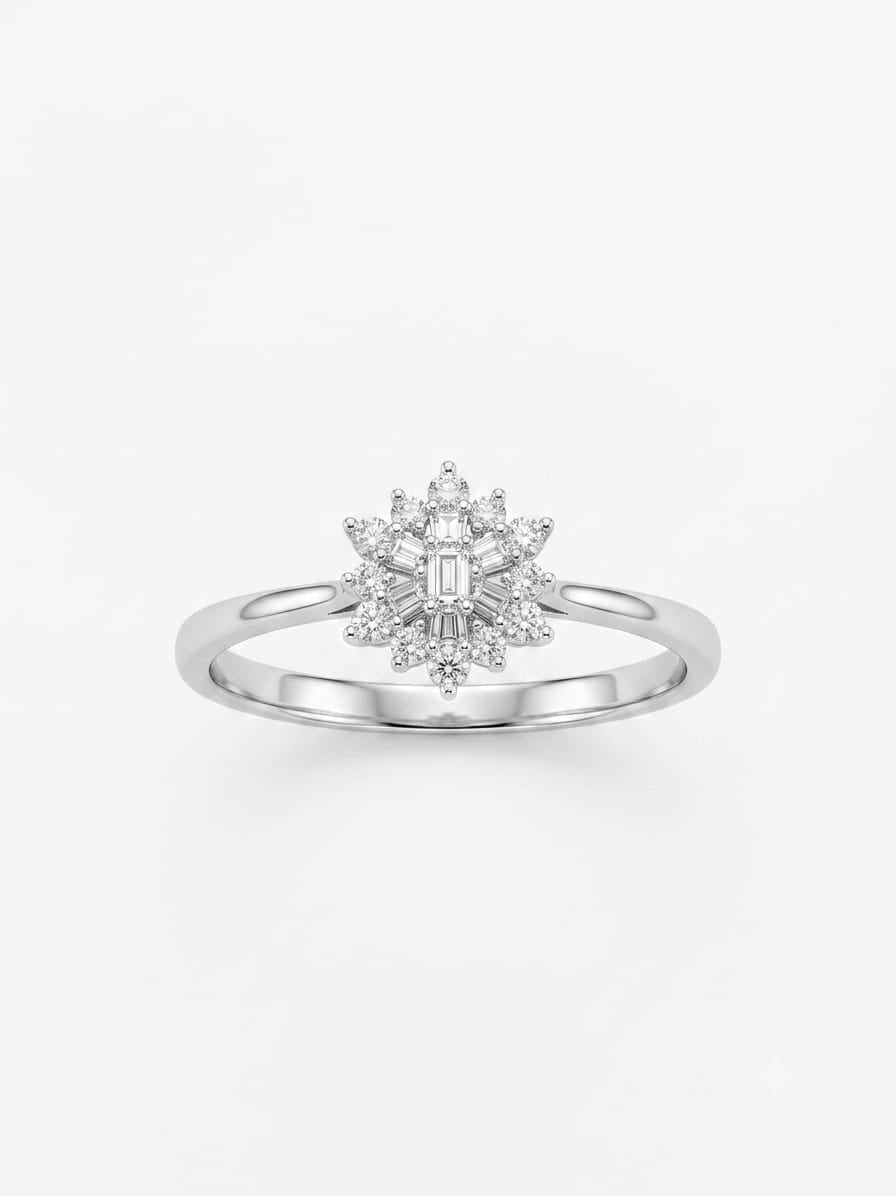 9ct White Gold Diamond Cluster Ring
