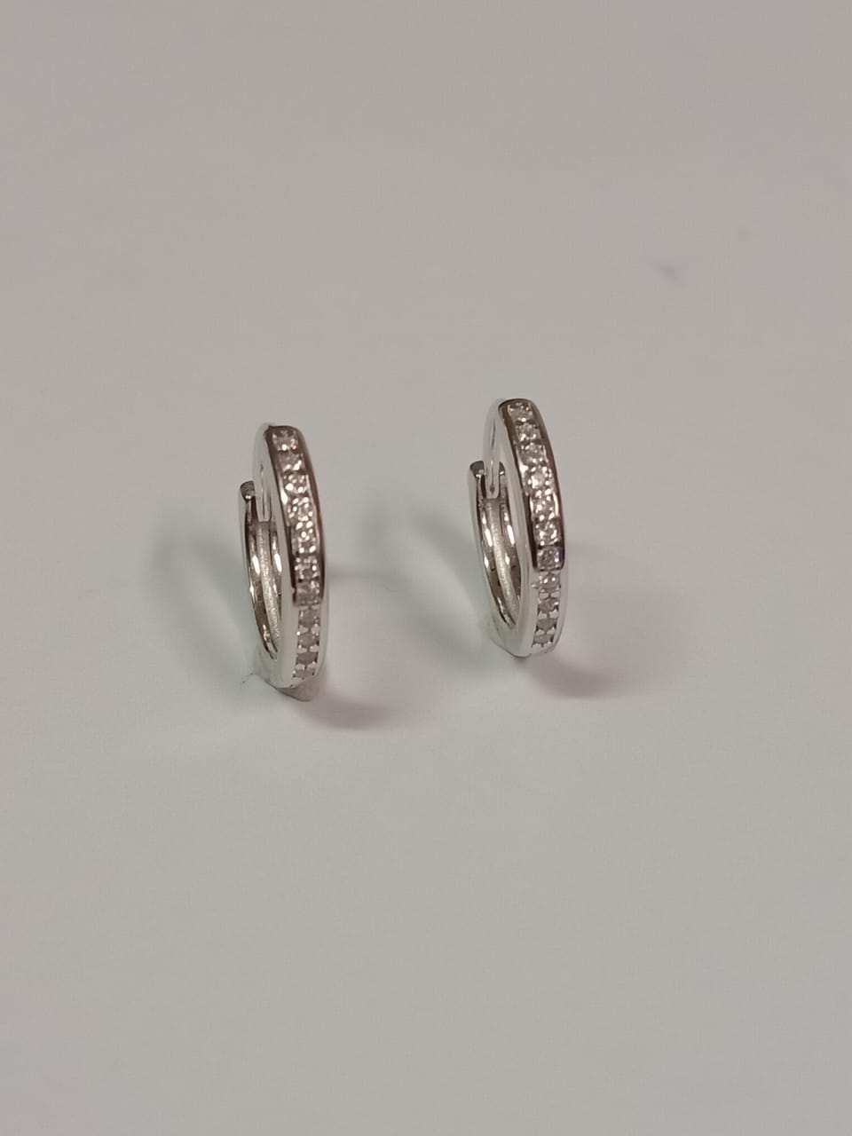 Silver Cubic Zirconia Huggie Earring