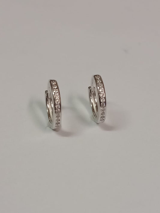 Silver Cubic Zirconia Huggie Earring