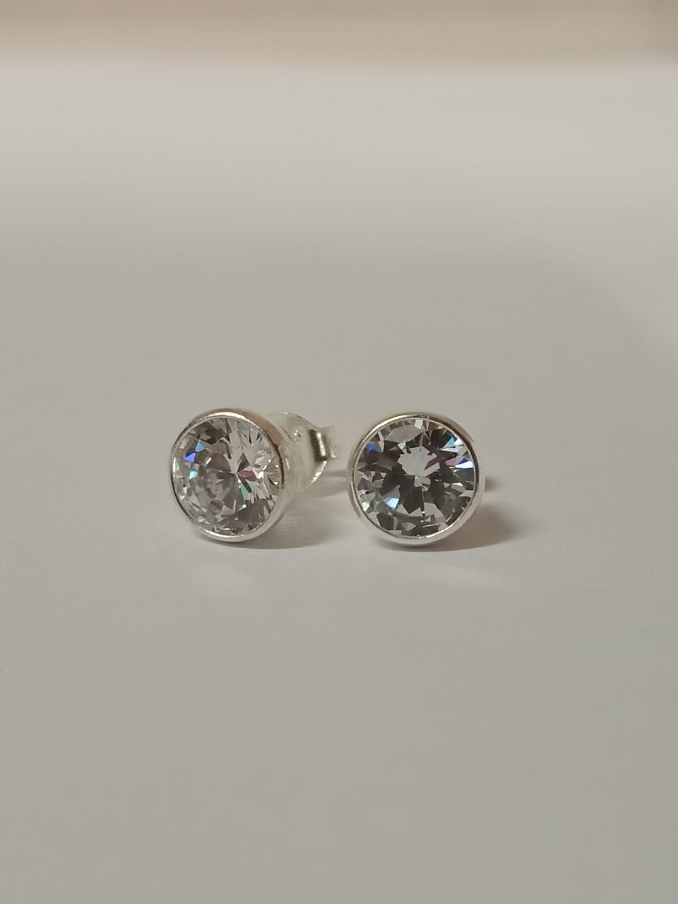 Silver Cubic Zirconia Tube Set Stud Earring