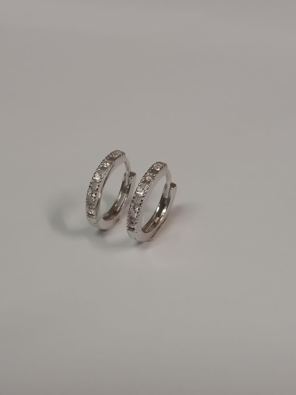 Silver Cubic Zirconia Huggie Earring