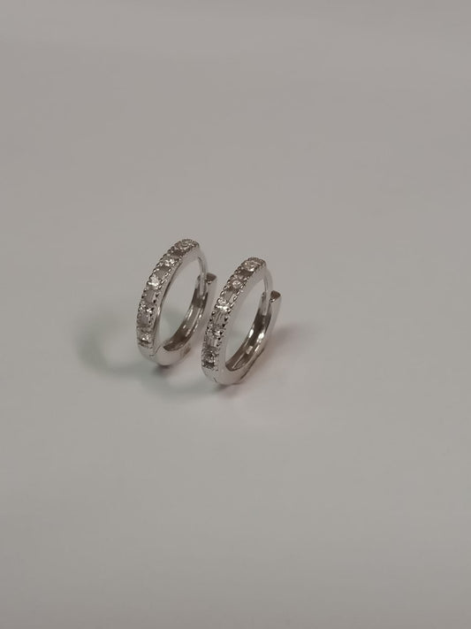 Silver Cubic Zirconia Huggie Earring