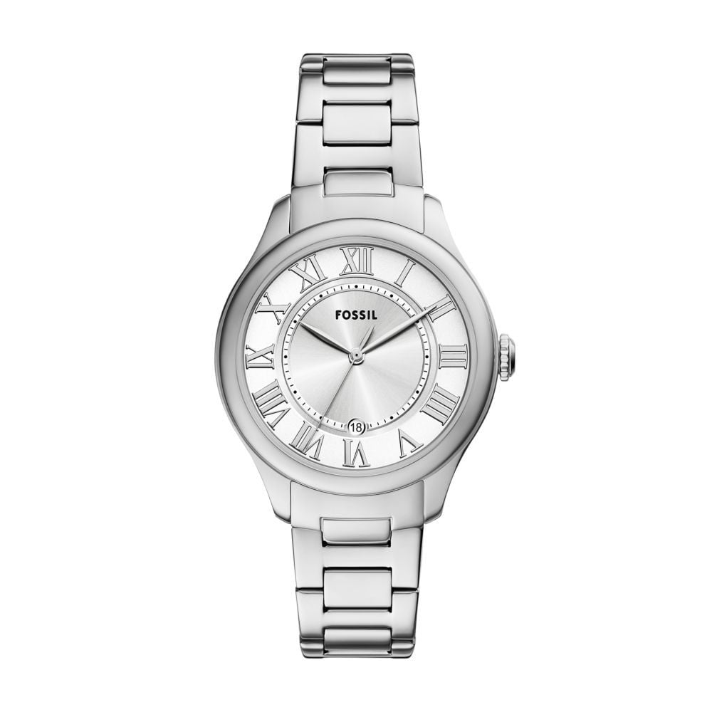 Fossil Ladies Stainless Steel Bracelet Round Silver Dial