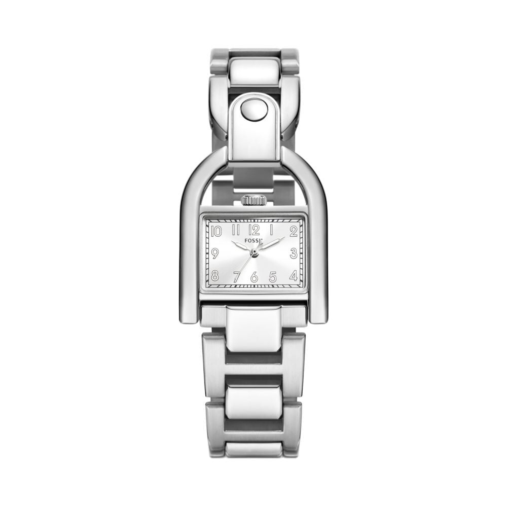 Fossil Ladies Stainless Steel Bracelet Square Silver Dial