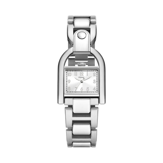 Fossil Ladies Stainless Steel Bracelet Square Silver Dial