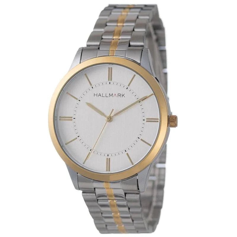 Hallmark Gents Two Tone Bracelet Round White Dial