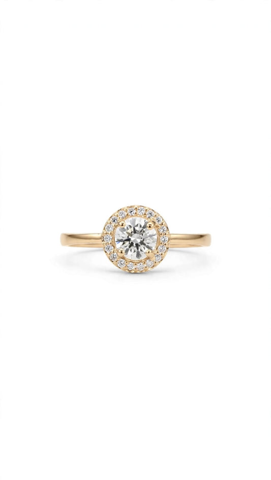 9ct Yellow Gold Lab Grown Diamond Halo Ring